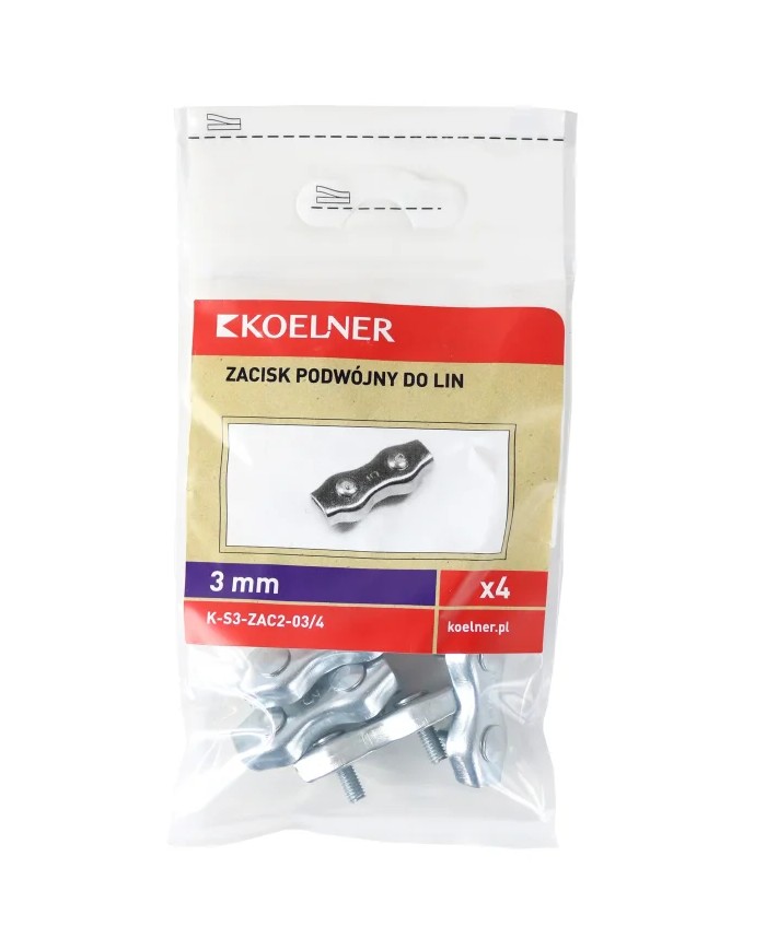 Zacisk linowy siodełkowy 3mm - 4 szt. podwójny do zastosowań Zacisk linowy siodełkowy 3mm - 4 szt. podwójny do zastosowań