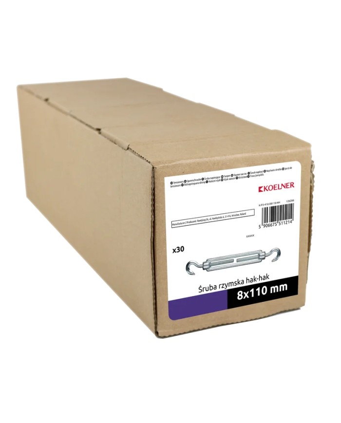 Śruba rzymska hak-hak 82416 M8x110 mm - Wysoka jakość i trwałość Śruba rzymska hak-hak 82416 M8x110 mm - Wysoka jakość i trwałość