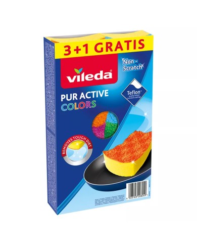 VILEDA Pur Active Colors - Zmywak 4 szt. do skutecznego czyszczenia VILEDA Pur Active Colors - Zmywak 4 szt. do skutecznego czyszczenia