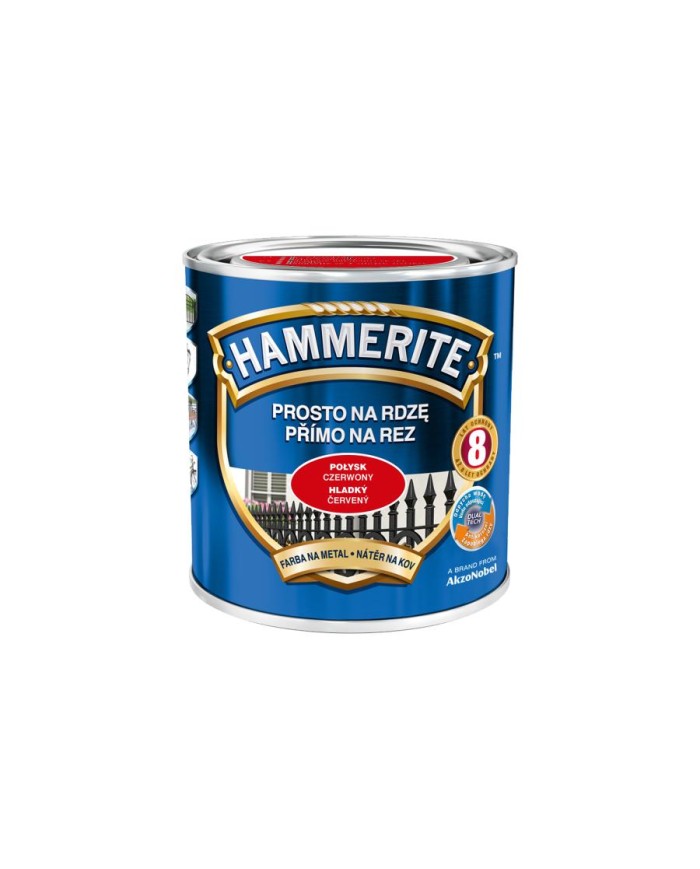 HAMMERITE Połysk Czerwona 0,7L - Farba do metalu i drewna HAMMERITE Połysk Czerwona 0,7L - Farba do metalu i drewna