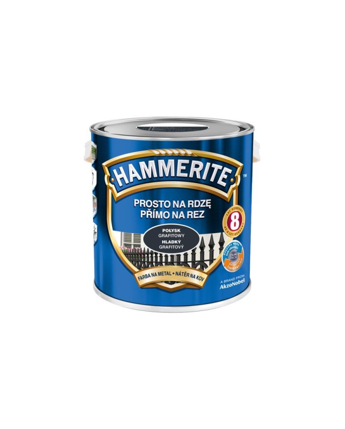 HAMMERITE Połysk Grafitowy 2,5L - Farba do metalu i drewna HAMMERITE Połysk Grafitowy 2,5L - Farba do metalu i drewna