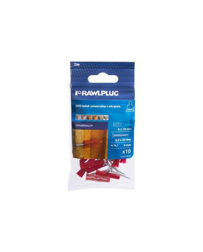 Kołek uniwersalny UNO 6x28mm z wkrętem - Solidne mocowanie Kołek uniwersalny UNO 6x28mm z wkrętem - Solidne mocowanie