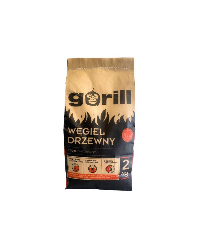 Węgiel drzewny GORILL 2kg - Idealny do grillowania i ogniska Węgiel drzewny GORILL 2kg - Idealny do grillowania i ogniska