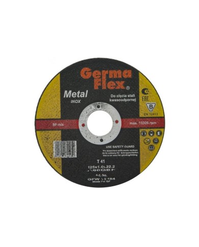 Tarcza GERMAFLEX 125x1,0 do cięcia metalu - Wysoka jakość! Tarcza GERMAFLEX 125x1,0 do cięcia metalu - Wysoka jakość!