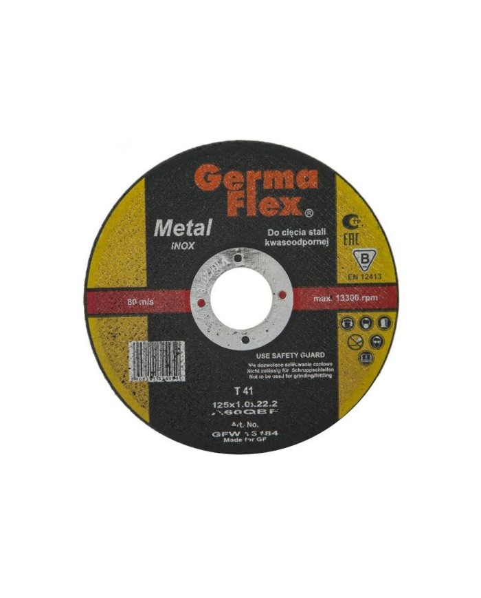 Tarcza GERMAFLEX 125x1,0 do cięcia metalu - Wysoka jakość! Tarcza GERMAFLEX 125x1,0 do cięcia metalu - Wysoka jakość!