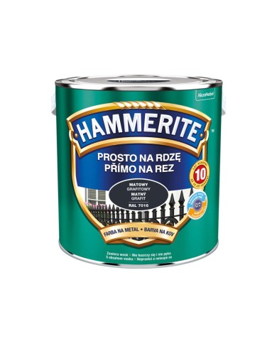 HAMMERITE matowy Grafitowy 2,5L - Farba do metalu i drewna HAMMERITE matowy Grafitowy 2,5L - Farba do metalu i drewna