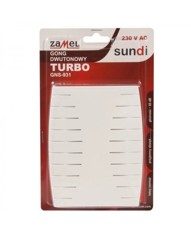 Gong dwutonowy TURBO 230V biały GNS-931-BIA - SUN10000124 Gong dwutonowy TURBO 230V biały GNS-931-BIA - SUN10000124