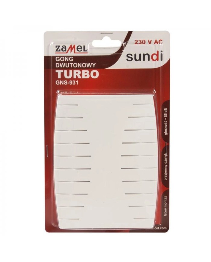 Gong dwutonowy TURBO 230V biały GNS-931-BIA - SUN10000124 Gong dwutonowy TURBO 230V biały GNS-931-BIA - SUN10000124