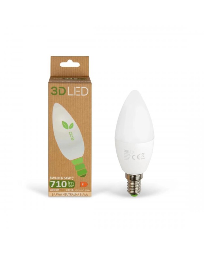 Żarówka LED E14 świeczka 710lm 4000K - neutralne światło Żarówka LED E14 świeczka 710lm 4000K - neutralne światło