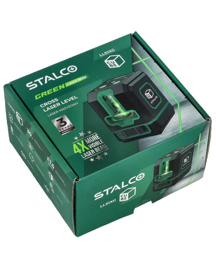 Laser krzyżowy LLS1XG zielony STALCO - precyzyjne pomiary