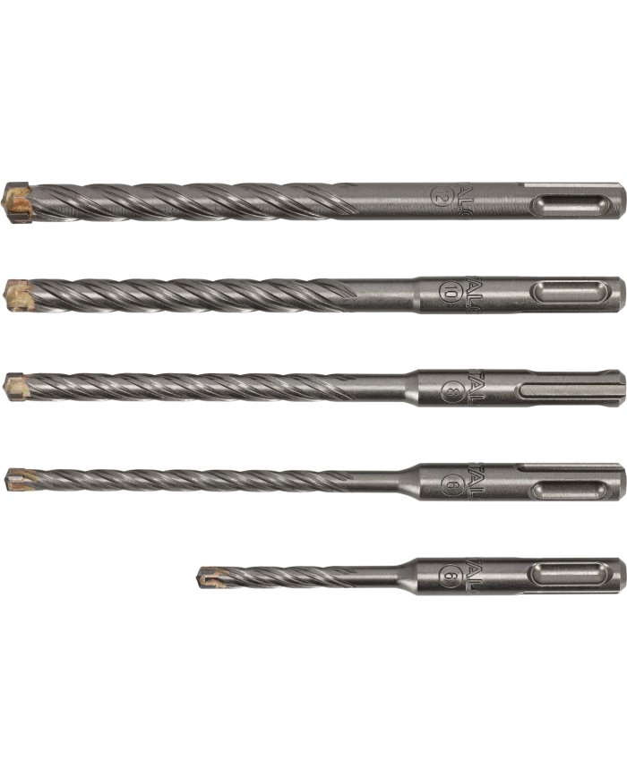 Wiertła do betonu SX5 6,0-12,0 mm - 5 elementów w zestawie Wiertła do betonu SX5 6,0-12,0 mm - 5 elementów w zestawie