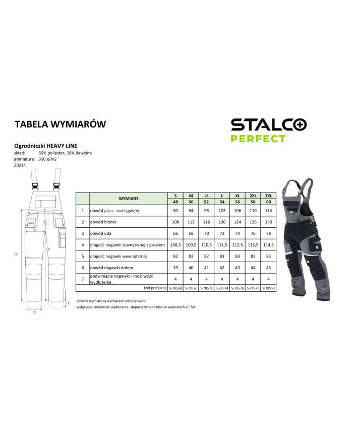Spodnie robocze na szelkach Heavyline XL-56 - Wysoka jakość!