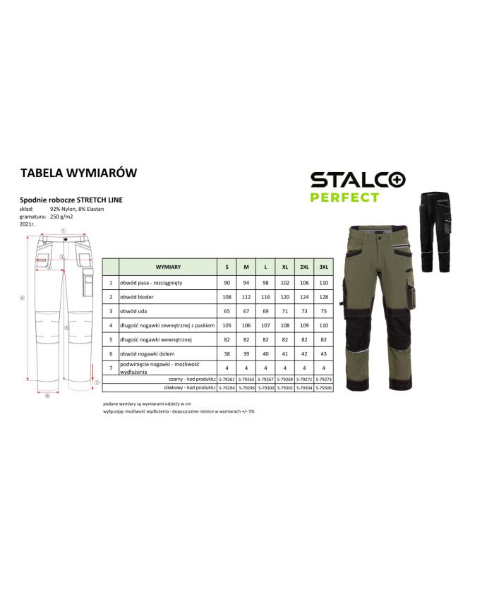 Spodnie robocze do pasa oliwka "XL-56" - wygoda i jakość