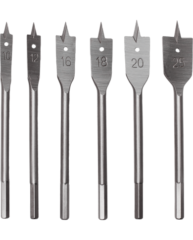 STALCO Kpl. Wierteł Piórowych 10-25 mm - 6 El. Wysoka Jakość