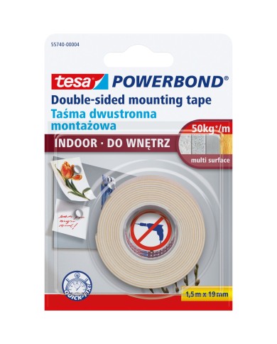 Taśma montażowa do wnętrz 1,5m x 19mm - Wysoka jakość! Taśma montażowa do wnętrz 1,5m x 19mm - Wysoka jakość!