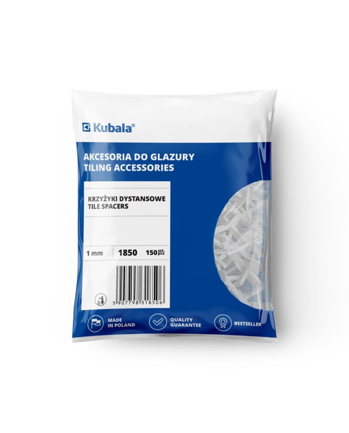 Kubala krzyżyki dystansowe 1,5mm - 150 sztuk do precyzyjnego układania Kubala krzyżyki dystansowe 1,5mm - 150 sztuk do precyzyjnego układania