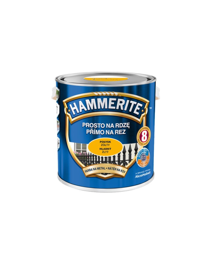 AKZO HAMMERITE Połysk Żółty 2,5L - Farba do metalu i drewna