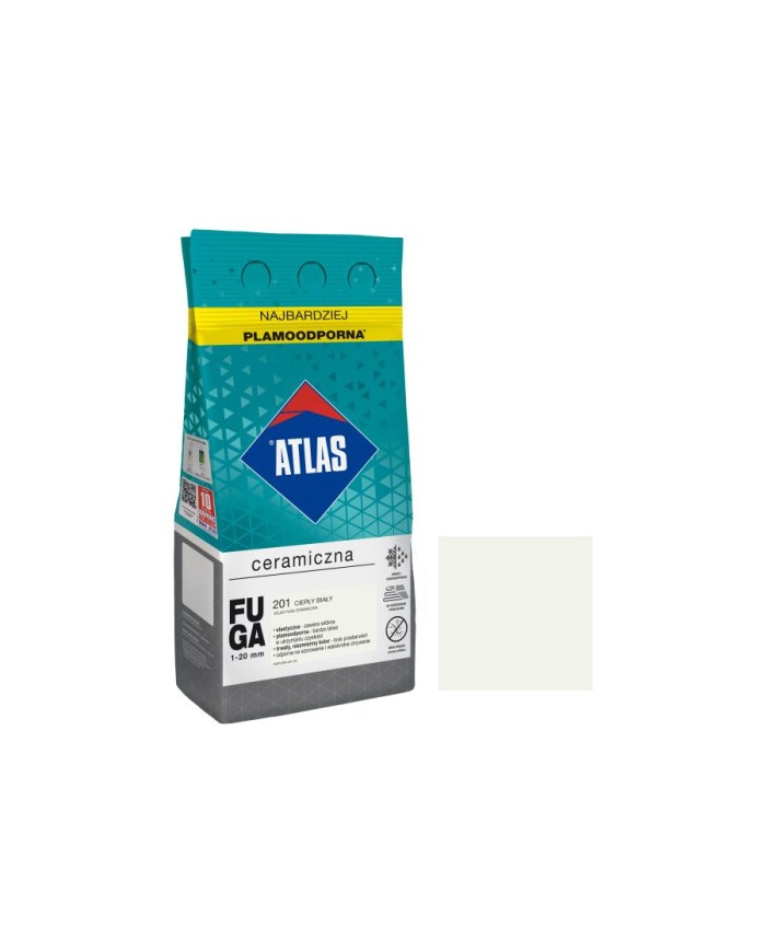 Fuga Atlas Ceramiczna 201 C. Biały 5kg - Wysoka Jakość i Trwałość