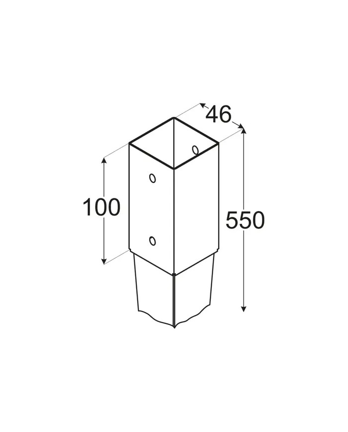 Podstawa słupa 45 PSG 45/550 - Wbijana, Wymiary 46x550x1,5
