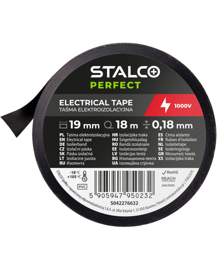 Taśma izolacyjna PVC 0,18mm x 19mm x 18m czarna - wysoka jakość