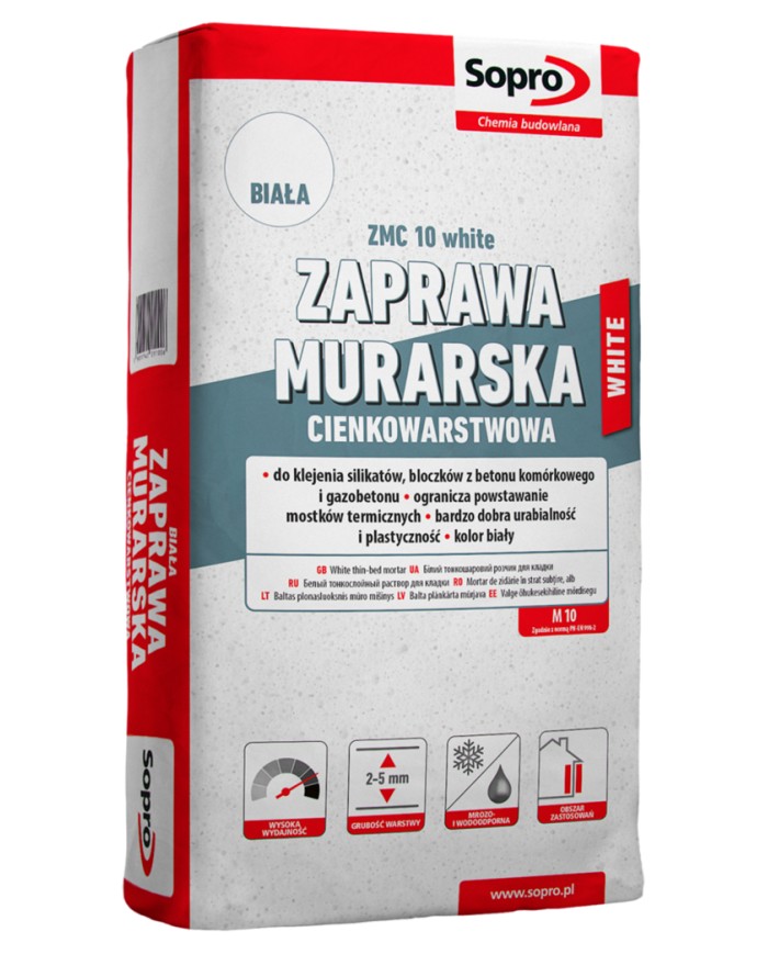 SOPRO 211 ZMC Biała - Cienkowarstwowa zaprawa murarska
