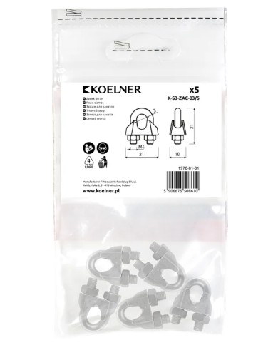 RAWLPLUG Zacisk do lin 3-blister - 5 sztuk w ofercie!
