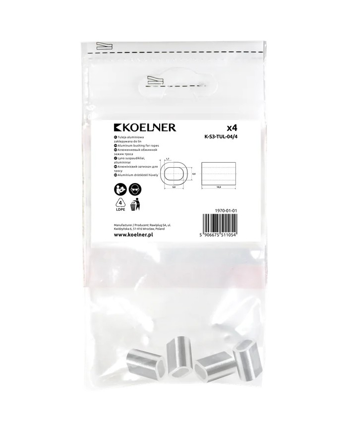 Tuleja do zaklepywania linek 4mm - 4 sztuki w zestawie