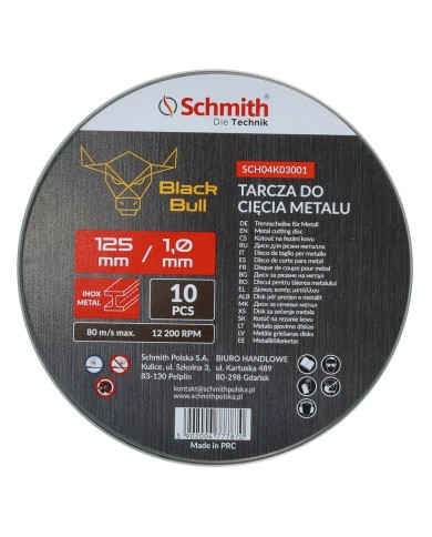 Tarcza do Metalu 125x1,0 Black Bull - 10 sztuk w zestawie Tarcza do Metalu 125x1,0 Black Bull - 10 sztuk w zestawie