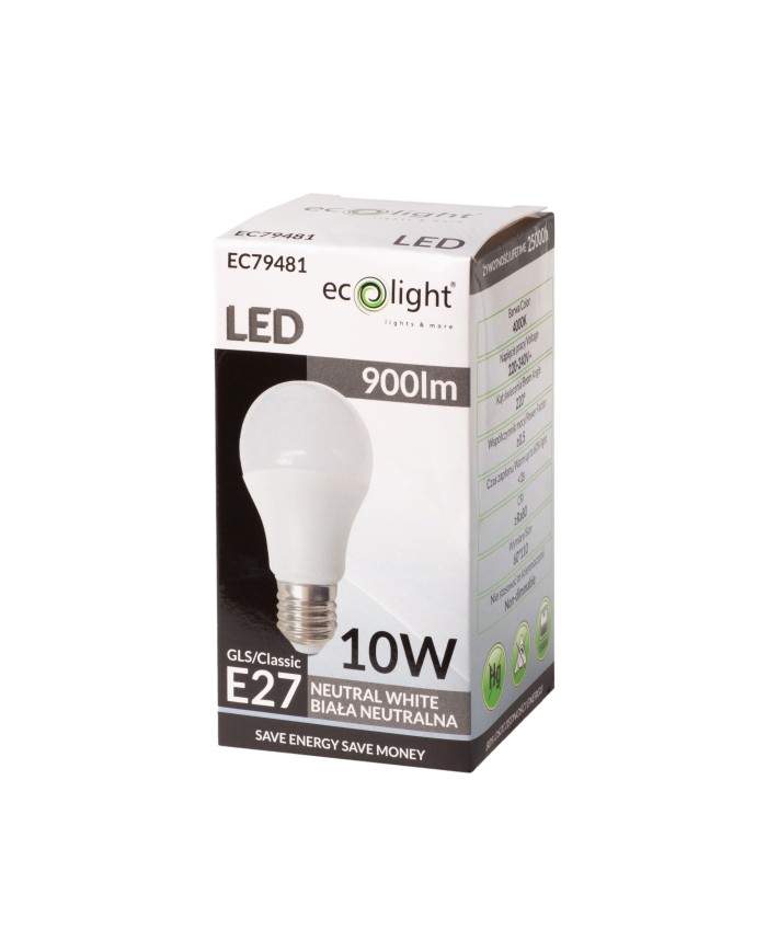 Żarówka LED E27 10W 4000K 900LM A60 - Energooszczędne Oświetlenie