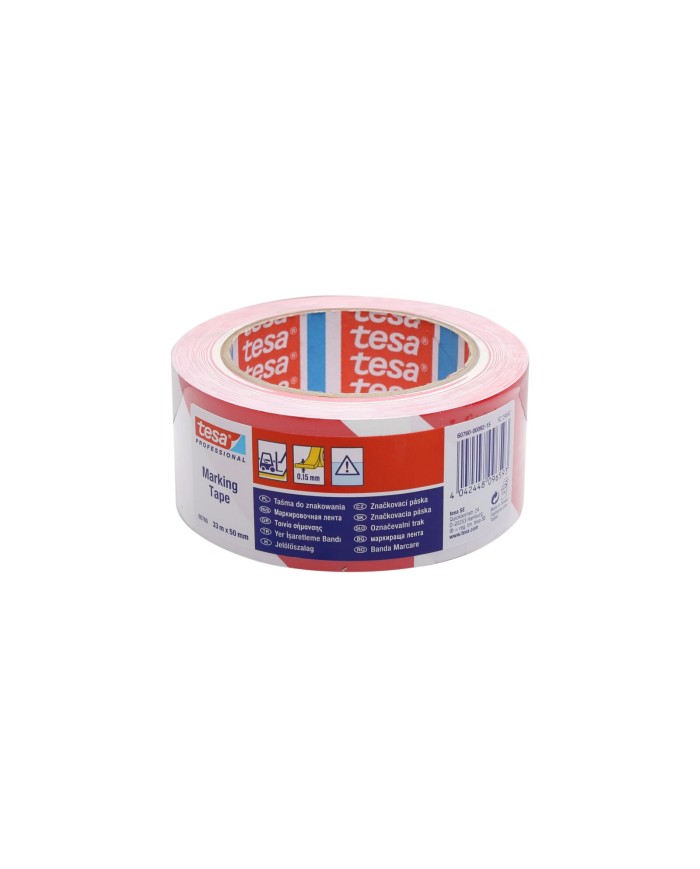 Taśma ostrzegawcza samoprzylepna biało-czerwona 33m x 50mm