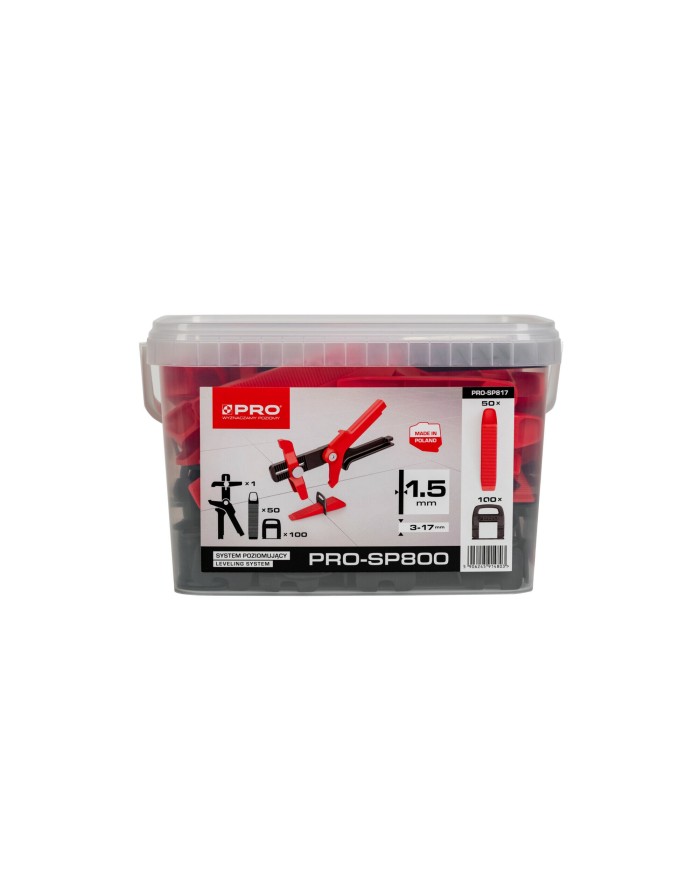 System poziomujący PRO-SP800 1,5 mm - klipsy, kliny, szczypce