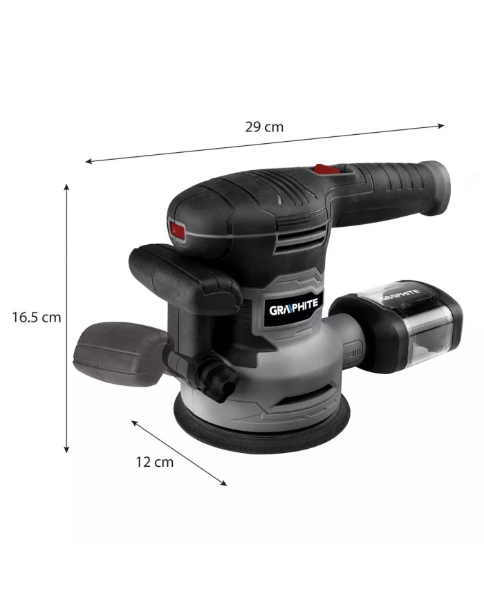 Szlifierka mimośrodowa 450W z walizką i tarczą 125/150 mm