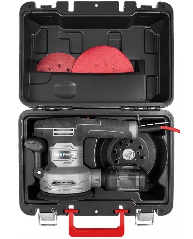 Szlifierka mimośrodowa 450W z walizką i tarczą 125/150 mm