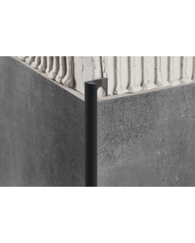 Profil zewnętrzny do glazury PVC 12mm 2,5m - Czarny kolor Profil zewnętrzny do glazury PVC 12mm 2,5m - Czarny kolor
