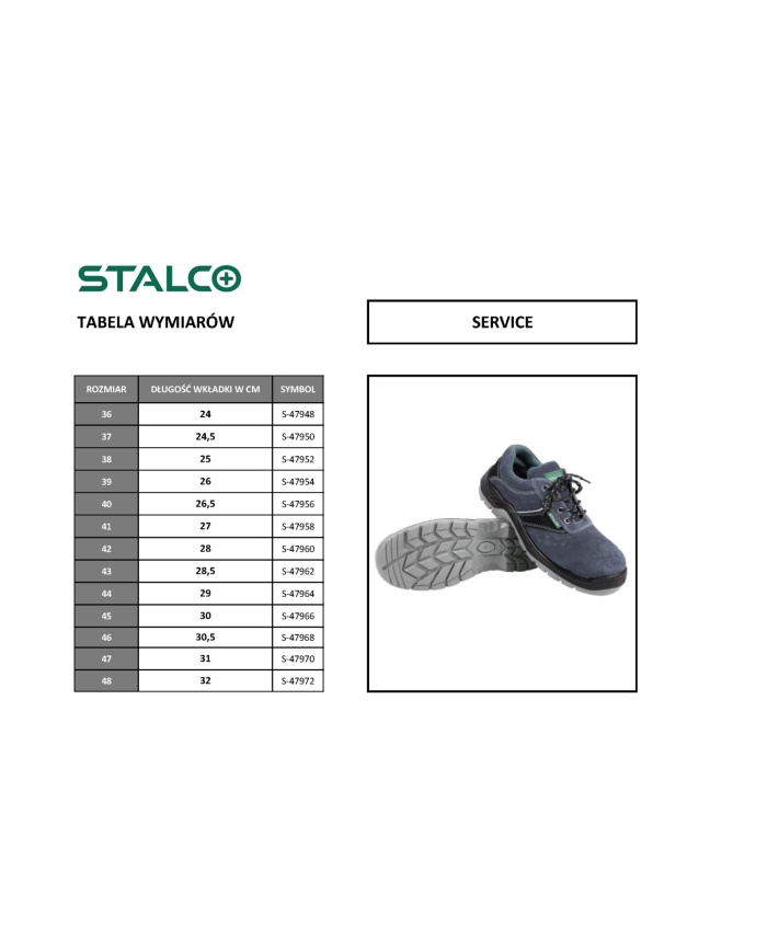 Półbut roboczy "Service" rozmiar 46 - wygoda i bezpieczeństwo