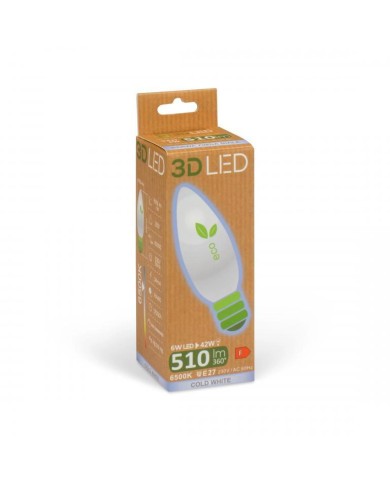 Żarówka LED 6W E27 świeczka 510 lm zimna 6500K - Energooszczędna Żarówka LED 6W E27 świeczka 510 lm zimna 6500K - Energooszczędna