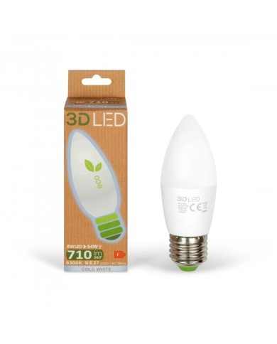 Żarówka LED 8W E27 Świeczka 710lm Zimna 6500K - Energooszczędna Żarówka LED 8W E27 Świeczka 710lm Zimna 6500K - Energooszczędna