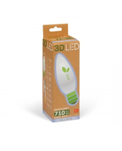 Żarówka LED 8W E27 Świeczka 710lm Zimna 6500K - Energooszczędna Żarówka LED 8W E27 Świeczka 710lm Zimna 6500K - Energooszczędna