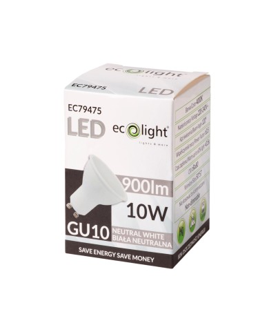 Żarówka LED GU10 10W 800lm 4000K Neutralna Barwa 120° Żarówka LED GU10 10W 800lm 4000K Neutralna Barwa 120°