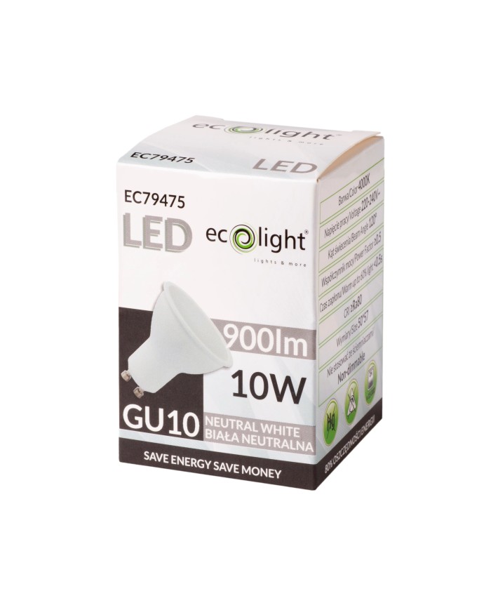 Żarówka LED GU10 10W 800lm 4000K Neutralna Barwa 120° Żarówka LED GU10 10W 800lm 4000K Neutralna Barwa 120°