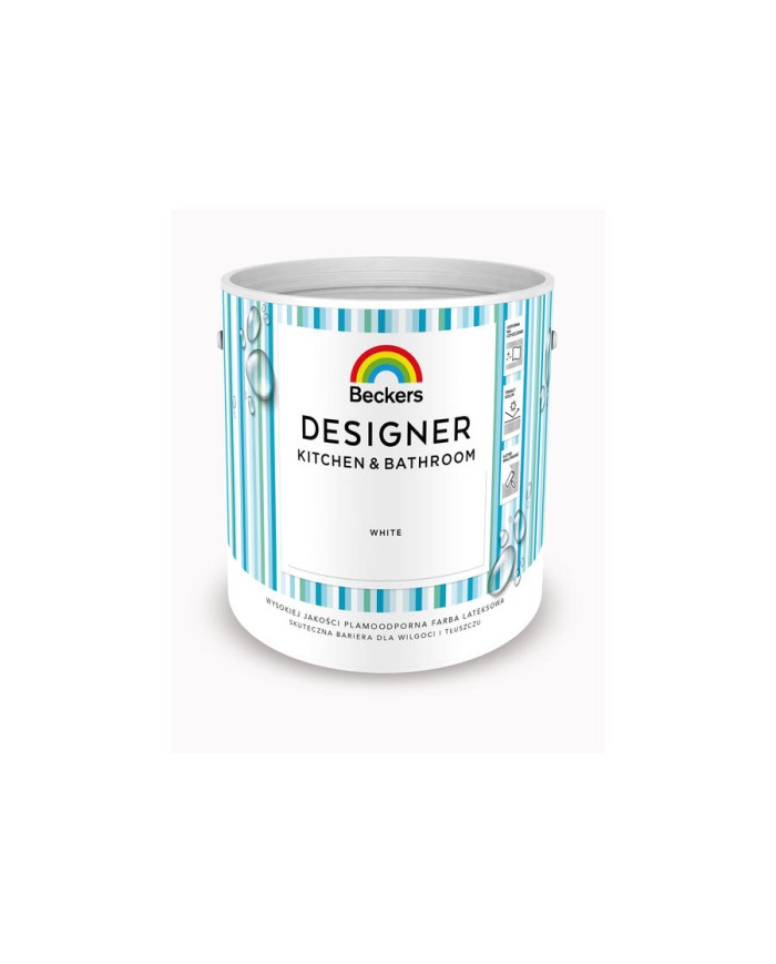 Farba lateksowa Designer Kitchen&Bathroom White 2,5 L BECKERS Farba lateksowa Designer Kitchen&Bathroom White 2,5 L BECKERS