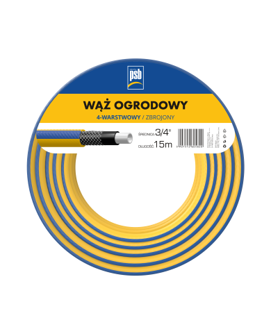 Wąż ogrodowy 4-warstwowy 3/4" 15 m - Wytrzymałość i jakość Wąż ogrodowy 4-warstwowy 3/4" 15 m - Wytrzymałość i jakość