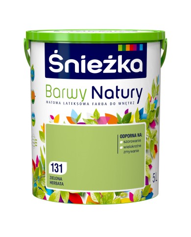 Farba ŚNIEŻKA Zielona Herbata 5L - Idealna do Ścian i Sufitów Farba ŚNIEŻKA Zielona Herbata 5L - Idealna do Ścian i Sufitów