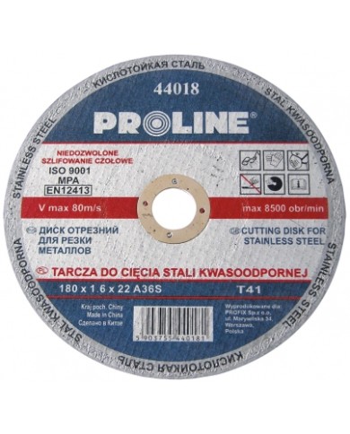 Tarcza do cięcia stali kwasowej T41 180x1.6x22 Proline - wysoka jakość