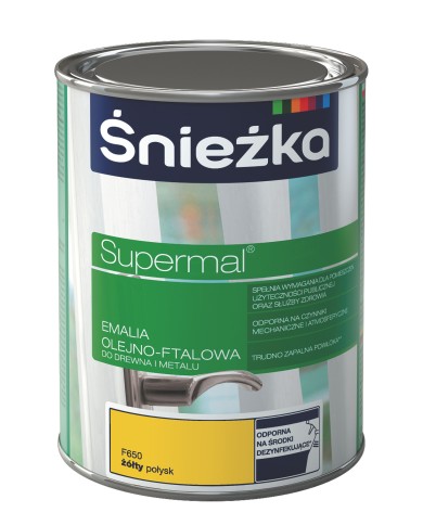 Farba do drewna i metalu Supermal 0,8 L żółty - ŚNIEŻKA Farba do drewna i metalu Supermal 0,8 L żółty - ŚNIEŻKA