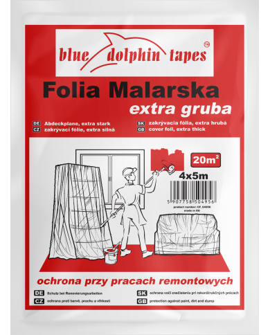 Folia malarska extra gruba 4x5 m BLUEDOLPHIN - Najlepsza jakość! Folia malarska extra gruba 4x5 m BLUEDOLPHIN - Najlepsza jakość!