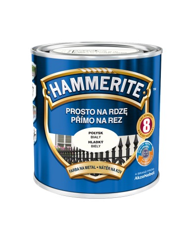 AKZO HAMMERITE Połysk Biały 0,7L - Farba do metalu i drewna