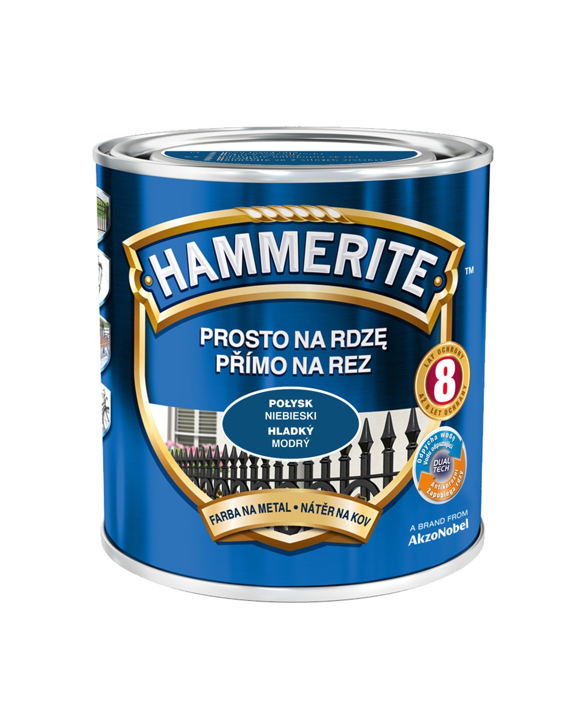 AKZO HAMMERITE Połysk Niebieski 0,7L - Farba do metalu AKZO HAMMERITE Połysk Niebieski 0,7L - Farba do metalu