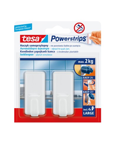 Haczyk samoprzylepny POWERSTRIPS 2 szt. duży biały do 2 kg Haczyk samoprzylepny POWERSTRIPS 2 szt. duży biały do 2 kg