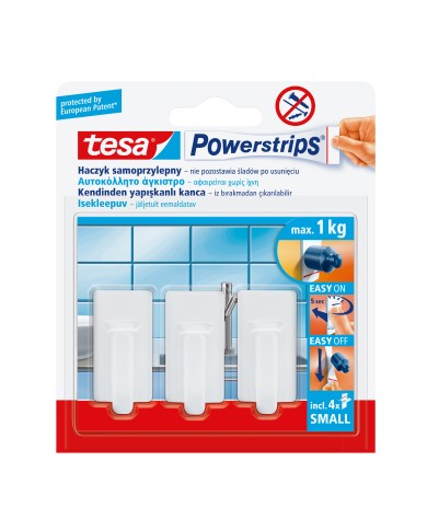 Haczyk samoprzylepny TESA Powerstrips 3 szt. kwadratowy, biały Haczyk samoprzylepny TESA Powerstrips 3 szt. kwadratowy, biały